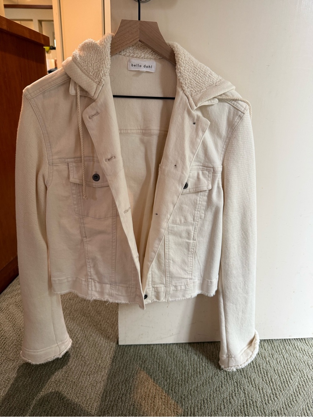 Bella Dahl Cream Sherpa Hooded Jean Jacket